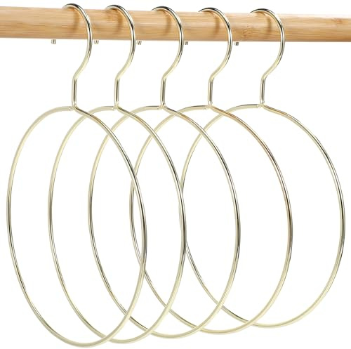 STOBAZA 5-Pack Scarf Organizer Hangers for Closet – Metal Non-Slip Scarf Holder, Space-Saving Belt & Tie Hanger for Neckties, Shawls Scarves, Veils, Pashminas Display, Tank Tops, Accessories