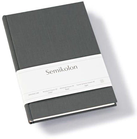 Semikolon 370044 Notizbuch Classic A5 liniert - 176 Seiten, cremeweißes Papier - Lesezeichen - lava stone grau