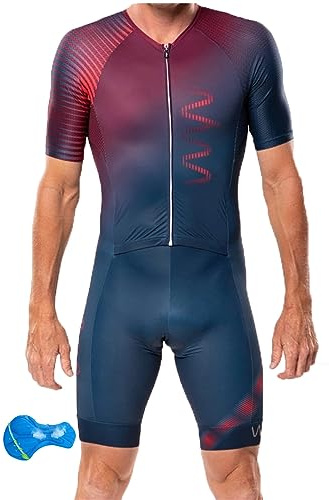 NUNOMO herr triathlon dräkt cykeldräkt vadderad en del trisuit onepiece L