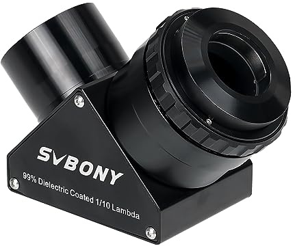 SVBONY SV223 - Espejo Diagonal de 90 Grados, Revestimiento dieléctrico Reflectante al 99%, Imagen erecta, Estrella Diagonal, 5 cm con Adaptador de 1.25 Pulgadas, Adaptador Diagonal para telescopio