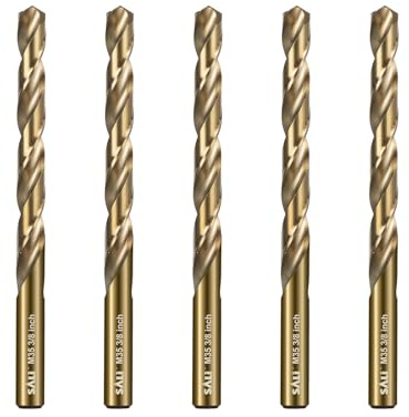 SALI 5 Stücke M35 HSS Cobalt Bohrer Set mit Spiralbohrer 10mm HSS-Co Stahlbohrer Eisenbohrer Metallbohrer Set für Holz, Metall, Kunststoff, Aluminium, Hartplastik, Edelstahl