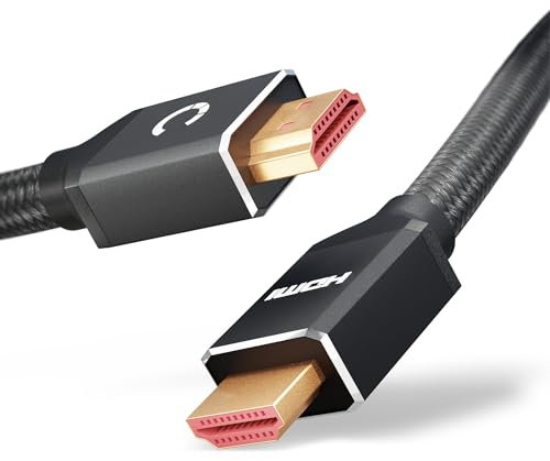 CELLONIC HDMI Kabel 2.1 Ultra High Speed 4K/8K @60hz, 4K @120hz, 48Gbps eARC QFT QMS DSC Stecker auf Stecker 24k vergoldet - 2 m langes HDMI 2.1 Kabel für Soundbar, HD TV, PS4, PS5, Xbox, Switch