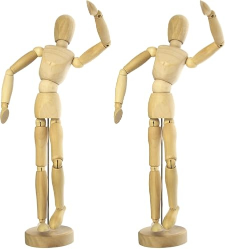 Kangaro Gliederpuppe - 20cm - Flexibler Mannequin, Holzpuppe aus Buxusholz (Packung mit 2)