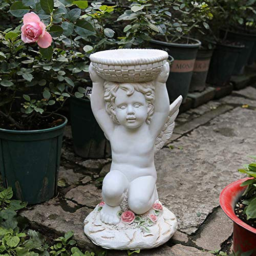 PacuM Engel-Skulptur, in Gottes Gnade, Schutzengel-Statue, Polyresin-Figuren für draußen, Garten, Hofdekoration, Antik-Stein-weiß, 25 x 25 x 43 cm (10 x 10 x 17 Zoll), originelles Geschenk
