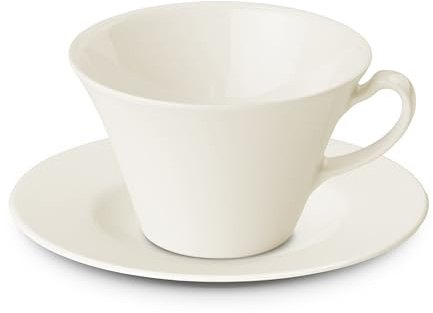 Gerlach Muza Lot de 12 tasses à café, avec soucoupes, 6 pièces, en porcelaine, service à café, pour 6 personnes, couleur ivoire, 250 ml