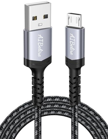 AIBelire Câble Micro USB 3M Chargeur Micro USB Nylon Tressé Chargeur Rapide Micro Usb Compatible pour Android, Samsung Galaxy S7 S6 Edge J3 J5 J7, Redmi Note 5, PS4, Wiko, Huawei, Sony, LG, Kindle