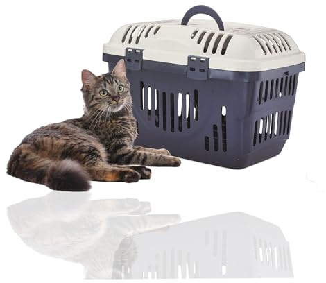 Rohrschneider Katzen Transportbox, mit Griff (Blau)