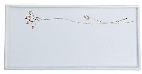 Plato occidental de cerámica creativo, simple, rectangular, mate, pintado a mano, plato largo de loto, vajilla para el hogar, fácil de limpiar, apto para microondas y lavavajill