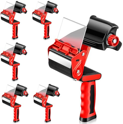 Hicarer 6 Stück 7,6 cm Packbandpistole, robuster Klebebandabroller, rutschfester Silikongriff, tragbar für Versand, Umzug, Karton und Karton-Versiegelung