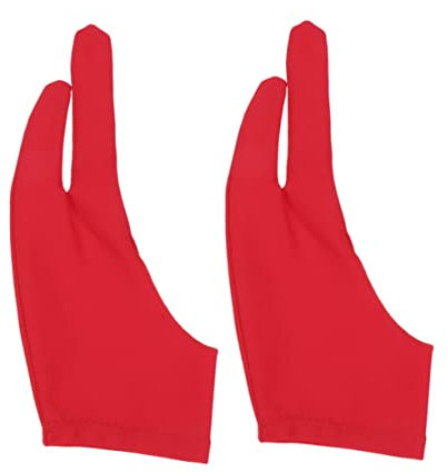 Healvian 2 Stk -Finger-Handschuh Antifouling-Sketch-Handschuhe Stulpe gebogene Handschuhe mit Fingern Antifouling-Zeichenhandschuh für Skizze Fingerhandschuhe digitales Tablet rot