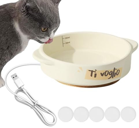Quzente Heiztränke für Hunde - Outdoor-Keramik-Heiznapf für Hunde,Wiederverwendbarer Outdoor-Heiznapf für Hunde, Katzen, Vögel, Kaninchen und kleine Haustiere