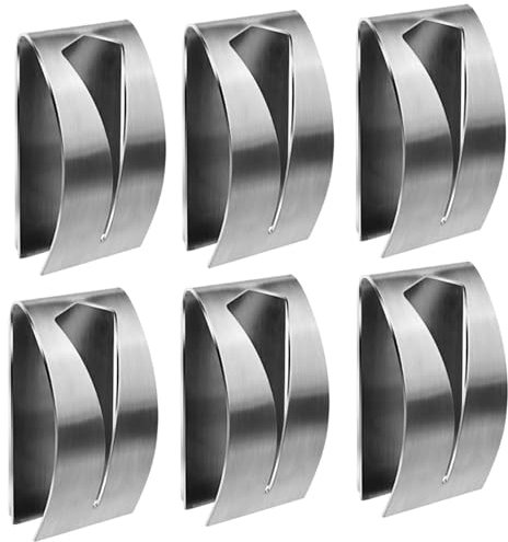 GOTRUST 6PCS Selbstklebend Handtuchklemme, Edelstahl Geschirrtuchhalter Ohne Bohren, Geschirrtuchhalter Küche Selbstklebende, Wandhaken Küchenhandtuchhaken Handtuchhaken für Badezimmer Toilette Büro