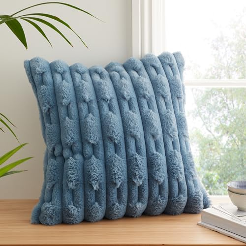 Bianca So Soft Carved Faux Fur 50x50 cm Cushion Blue