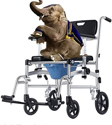 TTRYEHF Folding Commode Shower Chair with Bedpan/Home Care or Health Care Toilet Commode Chair/Wheelchair with Wheels,Padded Seat, Back