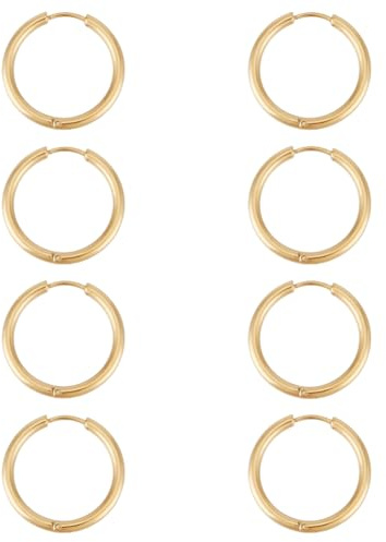 UNICRAFTALE 8 paire 20mm Boucles D'Oreilles Huggie Hoop Acier Inoxydable Boucles D'Oreilles Créoles Doré 316 mini Crochets de Boucle D'Oreille Ronds Acier Inoxydable pour Fabrication de Bijoux