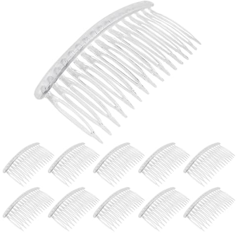 LNQ LUNIQI 14 Zähne Haare Einsteckkamm Kunststoff, 10 Stück Damen Haarkamm Stecken,Vintage Haarspange Kämme Steckkamm Haare für Frauen Mädchen, Transparent Weiß