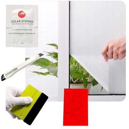 Solar Systems Fensterschutzfolie - Mattfensterfolie - Weiße Fensterfolie - Selbstklebende Folie für das Fenster - Gewährleistet Diskretion - Folienmontage-Kit (50 x 200cm)