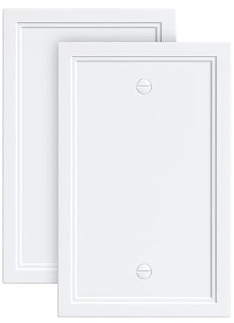 TREEWELL 2-Pack Blank Outlet Cover Wall Plate, Natural Material Switch Plates Outlet Covers, Pure White Decorative Wall Plates for Electrical Outlets