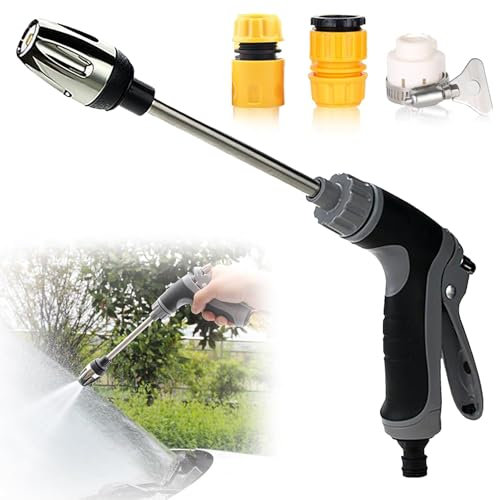 GmwyCzV Pistola ad Acqua ad Alta Pressione, Pistola ad Acqua per Lavaggio Auto in Lega e Interfaccia 3 in Plastica, Lancia ad Acqua ad Alta Pressione Nero, per Autolavaggio, Giardinaggio Irrigazione