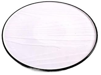 Assiettes de Fête Assiette à dîner ronde blanche à bord noir, assiette plate en grain de bois, assiette en céramique for restaurant occidental d'hôtel Une Assiette de Dessert(11inch)