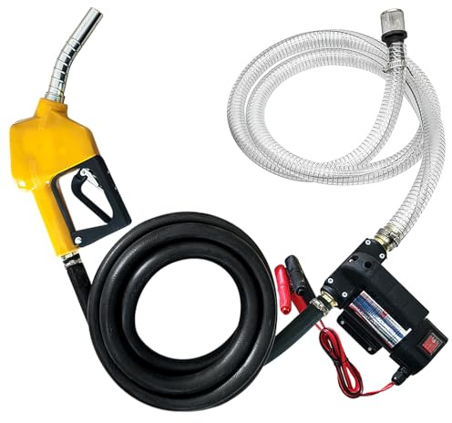12V 200W Dieselpumpe Heizölpumpe Selbstansaugend, Absaugpumpe Kraftstoffpumpe, mit Automatischer Abschaltung Düsen & Schläuche & Kupfermotor