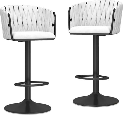 Samt Drehhocker Thekenhöhe Hocker 2er Set mit Rückenlehne Verstellbare Barstühle für Kücheninsel Gepolsterte Barhocker mit Gold Metallbeine Schwarz