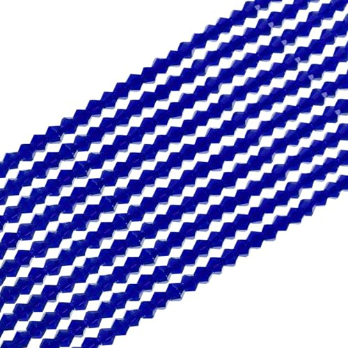 PATIKIL 4mm Abalorios de Cristal en Forma de Bicono, 840 Piezas de Abalorios Rondelle de Cristal Facetado Encantos a Granel para Hacer Joyas Pendientes Pulseras Manualidades, Azul Oscuro