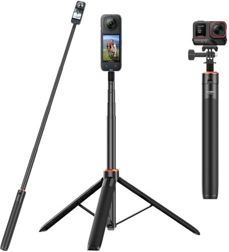 Bastone Selfie da 136cm con Treppiede Integrato per Insta 360 X5/X4/X3/ONE X2/ONE X/Ace/Ace Pro/Ace Pro 2/ONE RS (1-Inch 360 escluso), DJI Osmo 360 - Accessori 2 in 1 per insta360