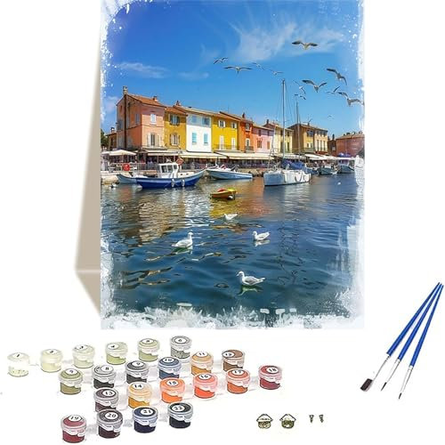 Malen Nach Zahlen Landschaft, Venedig Malen Nach Zahlen Erwachsene, DIY Paint by Numbers Handgemalt Ölgemälde mit Pinseln und Acrylpigment für Wand Zimmer Deko, Geschenke für Frauen 60 x 80 cm X-Y