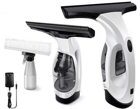 HSHa Aspirapolvere per finestre, aspirapolvere ricaricabile, set di pulizia elettrico per finestre, serbatoio acqua da 150 ml, lavavetri senza fili