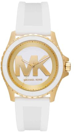 Michael Kors Orologio Everest da donna, movimento cronografo al quarzo con cinturino in acciaio inossidabile o in silicone, 40 mm, Bianco e oro