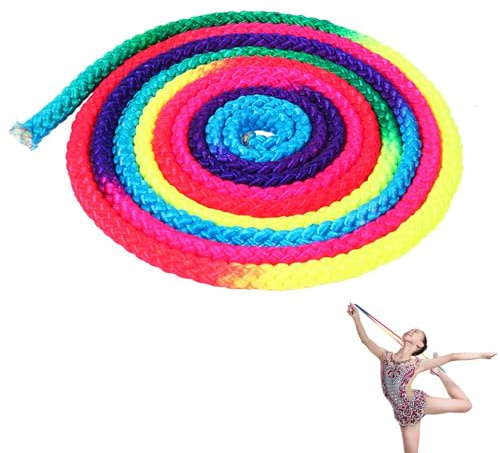 Gymnastikseil, 3M 118IN Regenbogen Farbe Rhythmische Kunst Training Seil Nylon Solide Wettbewerb Springen Springseil für Übung Fitness