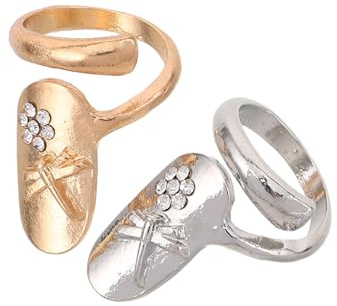 VALICLUD 2piezas Anillos Para Uñas De Gemas De Imitación Joyería De Moda Para Uñas Anillos Punta Dedos Para Mujeres o Plata