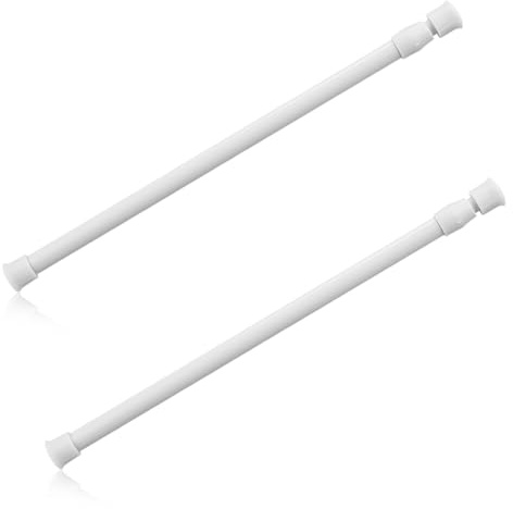 Lotsdonxia 2 PCS Extendable Tension Curtain Rods - Rust-Proof Adjustable 30-50cm No-Drill Shower, Wardrobe & Kitchen Poles (White)