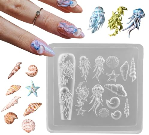 Moules à ongles en silicone - Motifs marins 3D - Pour bijoux en résine - Accessoires de salon et de décoration de la maison