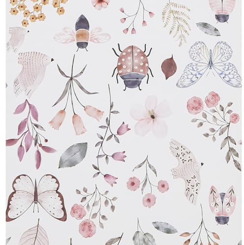 FENTIS Papel Tapiz de Vinilo Autoadhesivo Vintage con Diseño Floral Rosa para Cocina Dormitorio Pared Armario de Baño 44,5x500cm