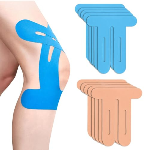 10 Pcs Kinesiology Tape Knee – Precut Knee Tapes for Knee Pain Relief – Elastic Waterproof Knee Support Tape for Sports – Sports Injury Prevention for Knees, Shoulders, Ankles, Wrists