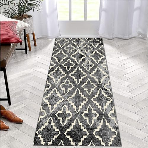 Tappeto passatoia extra lungo 60 x 350 cm – antiscivolo grigio/nero tappeto ingresso per scale strette tappetino ideale per aree ad alto traffico