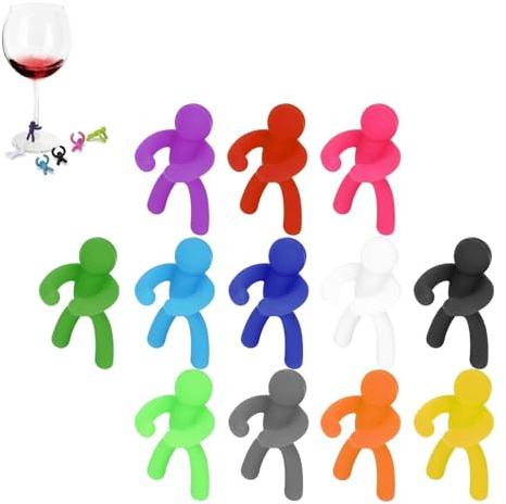 Kukyller Drink Markers, Wine Glass Markers Silicone Drink Charms Mugs Tags Drinking Glass Identification Labels Tag Signs for Party Supplies (12pcs)