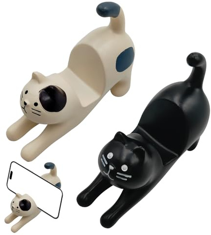 AIZHAZHA 2 Stück Handyständer für Tisch, Funny Katze Handy Halterung Tisch, Katze Phone Holder, Smartphone Ständer, Handyhalterung Schreibtisch, Niedlicher Cat Handyhalter für Schlafzimmer Büro Café