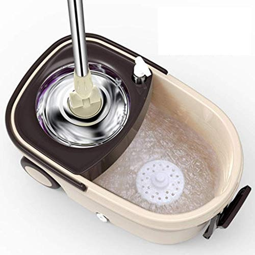 Mopa rotatoria， Trapeador desmontable, sistema de trapeador de piso de microfibra y cubo giratorio de acero inoxidable