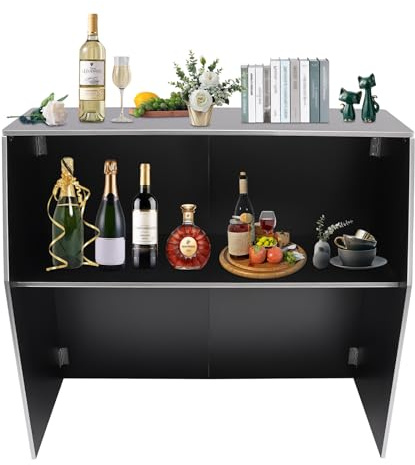 Coehazelf Foldable Bar, Portable Event Bar, Freestanding Bar Cabinet Top and Middle Shelves for Parties, Picnics, Barbecues, Trade Shows 47.75 * 19.5 * 42.75in (Black)