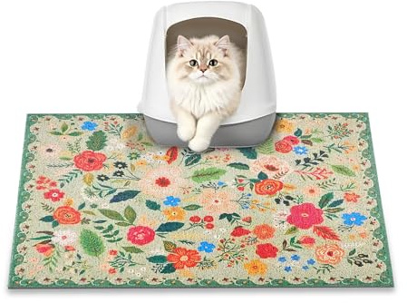 YOSEPATI Tappetino Lettiera Gatti, 60x40 cm Tappeto Lettiera Gatto, Intrappola il 100% della Lettiera, Impermeabile, Antiurina e Antiscivolo, Morbido per le zampe, Facile da Pulire, Tappetino per Cibo
