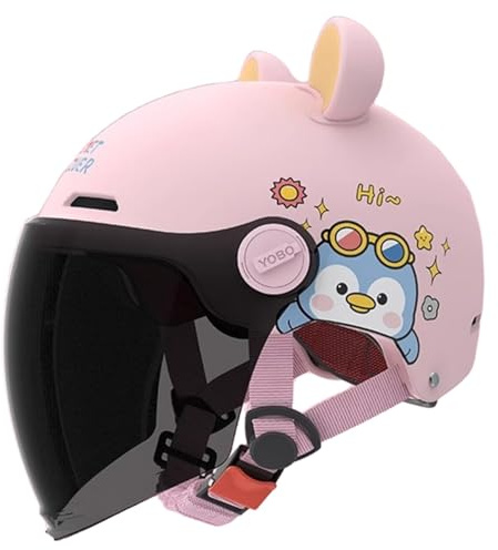 Casco De Scooter para Niños | Casco De Moto Abierto | con Visera | Casco Jet para Niños | para Niños Y Niñas De 3 A 12 Años | Homologado por La Norma ECE 22.06 J,46-55cm