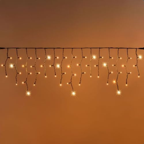 Generico Tenda luminosa luci di Natale 3MT Cascata di Stalattiti MaxiLed Professionale per uso esterno interno Prolungabile (Calda fissa + flash caldo, 92 LED)