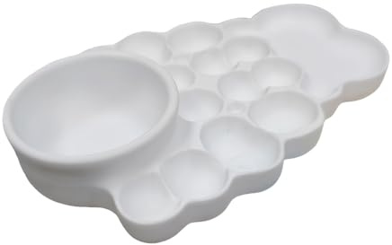 Paleta de pintura para artistas, paleta de mezcla de pintura, bandejas de acuarela acrílicas de polipropileno blanco, 15 pozos para pintura al óleo