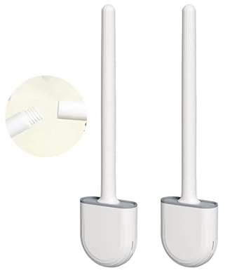 Inovia FlexiWC – Brosse WC en Silicone Souple et Efficace-Brosse Toilette et Supports, Anti-Goutte, Antibactérienne, Balayette WC Ventilée, Séchage Rapide sans Odeur (Blanc)