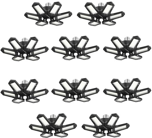 Brobantle LED Garage Lights Bulb 10 Pack 120W Led Screw in Garage Lights 12000LM 6500K Bright LED Garage Ceiling Lights Deformable Garage Shop Light for Attic Basement Workshop Screw in E26 E27 Base