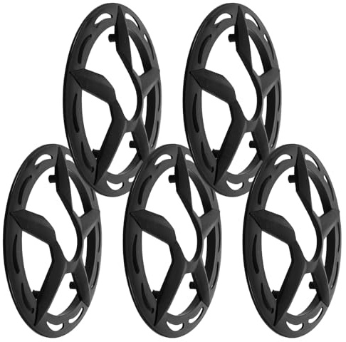 Cabilock Protector de Plato de Bicicleta 42 Dientes 4 Orificios, Cubierta Protectora de Plástico Negro, 5 Piezas, Manguito Guía de Cadena para Bicicletas de Montaña y Carretera, Protección