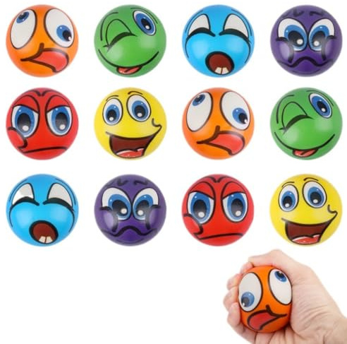 12pcs Antistressball Motivierende Stressbälle Anti Stress Spielzeug Bälle Schaumstoffball Wutball Knautschball Lustige Gesichter Softball Anti Stress Spielzeug Erwachsene Mini Lächeln Gesicht Bälle